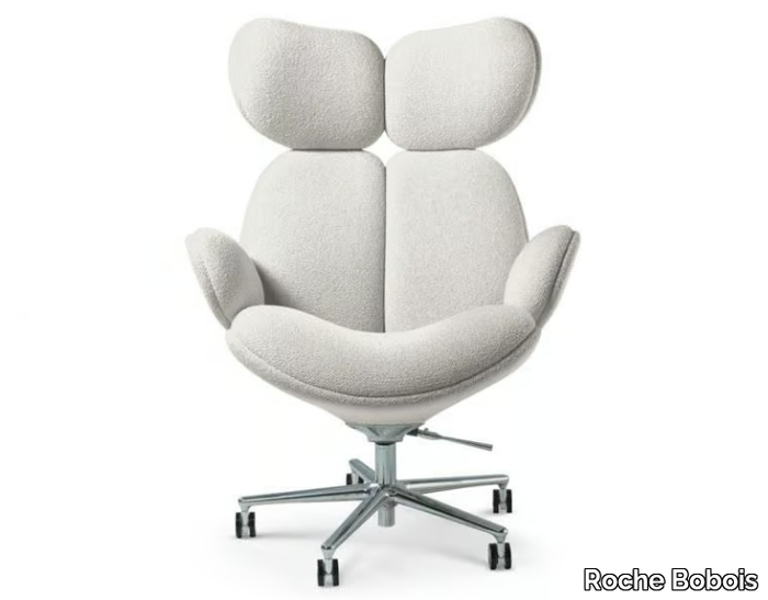 PULP - Fabric armchair with castors with 5-spoke base with armrests _ Roche Bobois