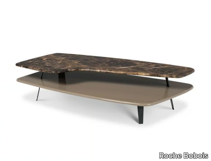 TURN UP - Rectangular Dark Emperador marble coffee table _ Roche Bobois