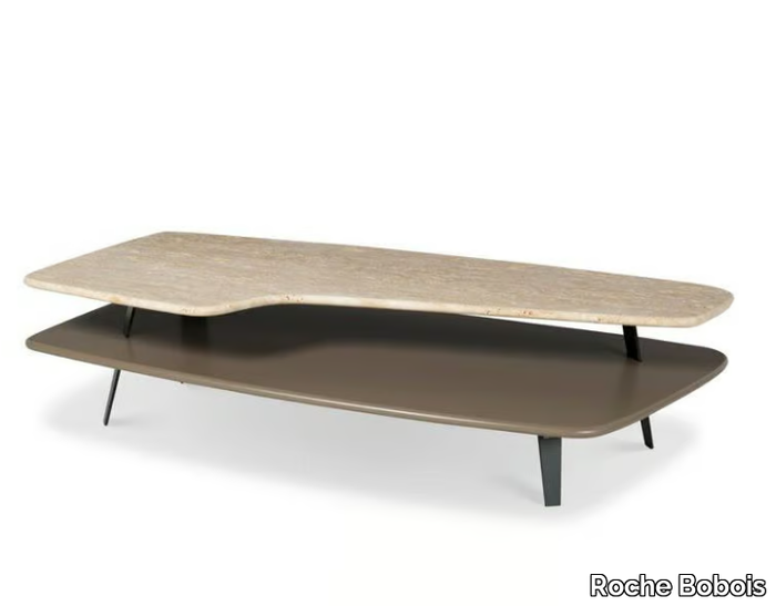 TURN UP - Rectangular travertine coffee table _ Roche Bobois