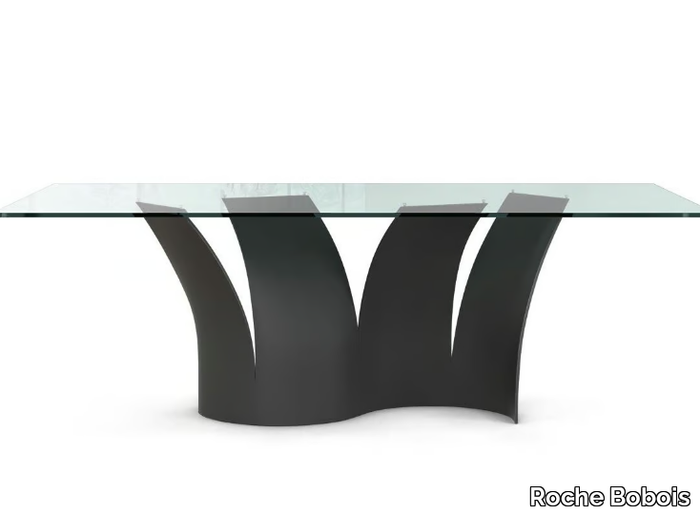 VOILES - Rectangular glass and steel dining table _ Roche Bobois