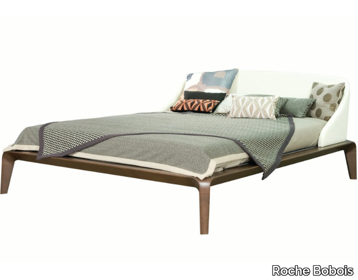 BRIO - Beech double bed with upholstered headboard _ Roche Bobois