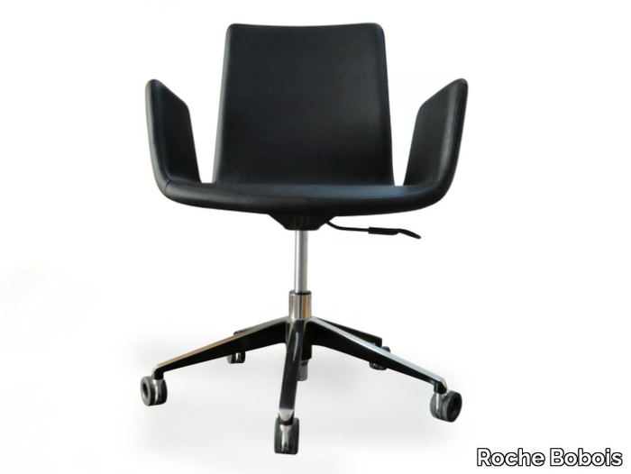 FURTIF - Height-adjustable leather office chair with castors with 4-Spoke base _ Roche Bobois