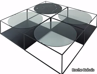 G3 - Square metal coffee table for living room with integrated magazine rack _ Roche Bobois