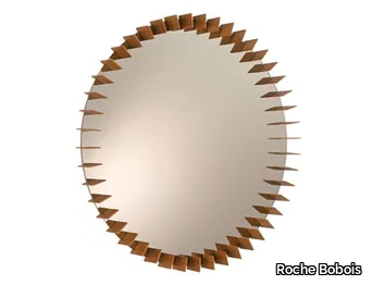 TURBINE - Wall-mounted round framed wooden mirror _ Roche Bobois