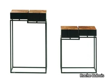 ETNA - Square steel and wood side table _ Roche Bobois