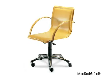 IBIZA - Height-adjustable leather office chair with armrests _ Roche Bobois