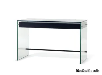 INDO - Rectangular glass writing desk with drawers _ Roche Bobois