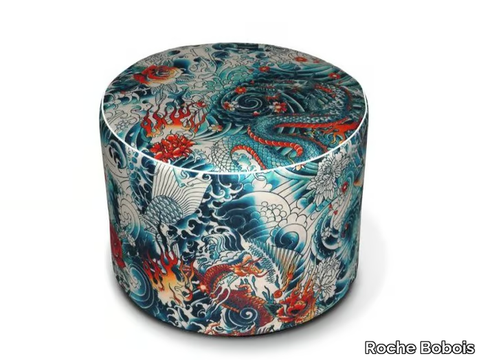 ILLUMINATION - JEAN PAUL GAULTIER - Upholstered round fabric pouf _ Roche Bobois