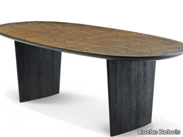 PATCHWORK - Oval solid wood table _ Roche Bobois