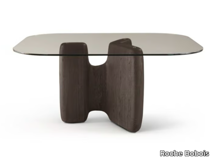 RIO IPANEMA - Rectangular wood and glass dining table _ Roche Bobois