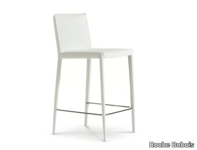 ALEX - High leather stool with back _ Roche Bobois