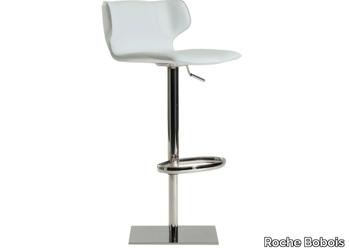 KASUKA - High leather stool height-adjustable with footrest _ Roche Bobois