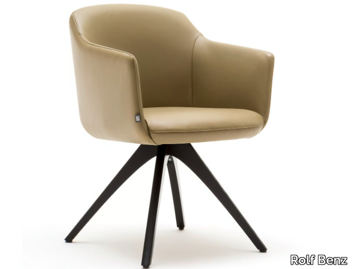 ROLF BENZ 640 - Trestle-based leather chair with armrests _ Rolf Benz