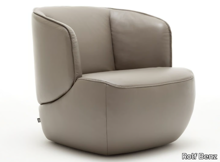 ROLF BENZ 384 - Leather easy chair with armrests _ Rolf Benz