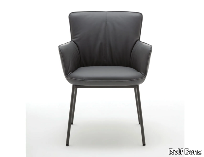 ROLF BENZ 655 - Upholstered leather chair with armrests _ Rolf Benz