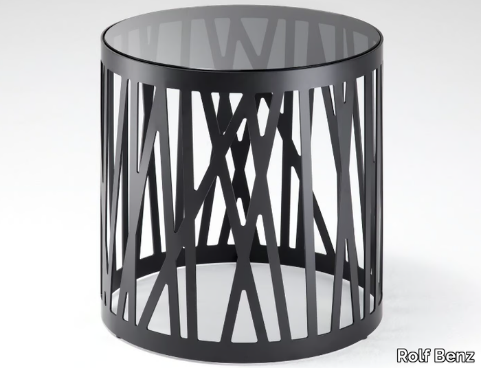 ROLF BENZ 8330 - Round glass and steel coffee table _ Rolf Benz