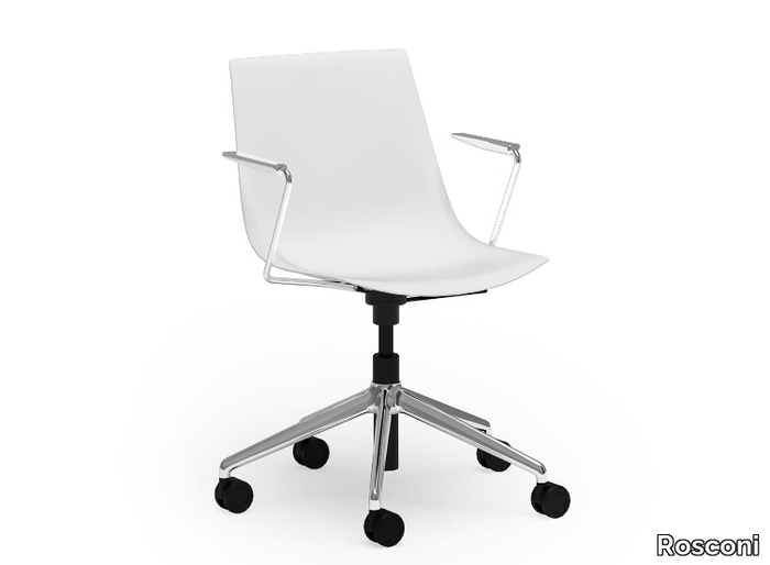 BLAQ 478 - Plastic chair with castors with armrests with 5-spoke base _ Rosconi