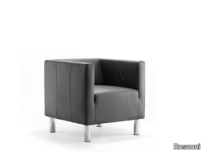 ULTIMO - Leather easy chair with armrests _ Rosconi