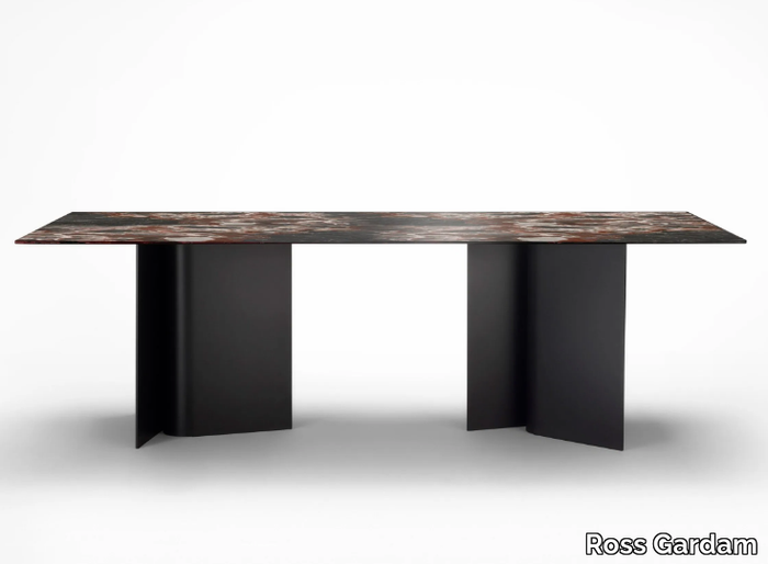 BREEZE - Rectangular aluminium table with marble top _ Ross Gardam