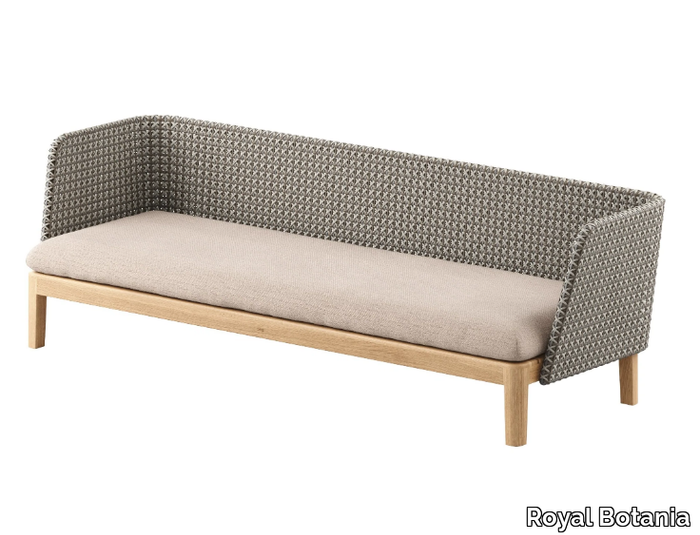 CALYPSO LOUNGE - 3 seater upholstered teak garden sofa with removable cover _ Royal Botania