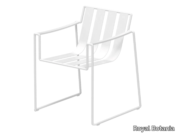 STRAPPY - Sled base fabric garden chair with armrests _ Royal Botania