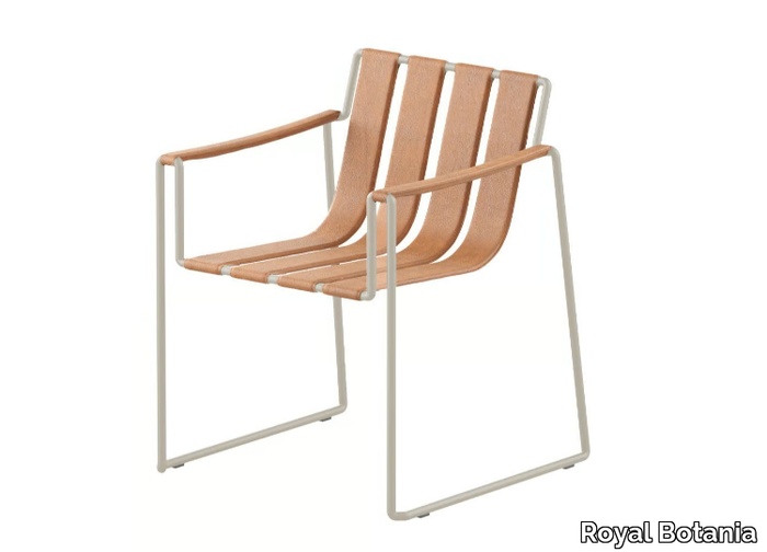 STRAPPY - Sled base Imitation leather garden chair with armrests _ Royal Botania