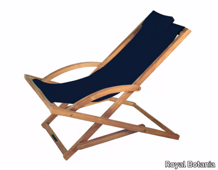 BEACHER - Folding fabric deck chair with armrests _ Royal Botania