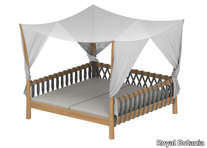 TUSKANY - Canopy teak garden bed with parasol _ Royal Botania