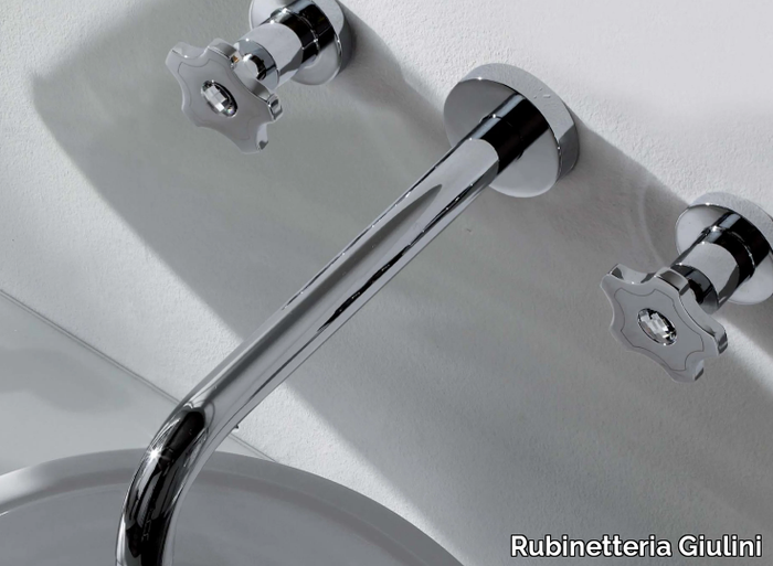 GIÒ CRYSTAL - GIÒ - F3620/S - 3 hole wall-mounted washbasin tap with Swarovski® crystals _ Rubinetteria Giulini