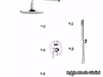 FUTURO - F6513-3-25KBS - Contemporary style shower mixer with hand shower with overhead shower _ Rubinetteria Giulini