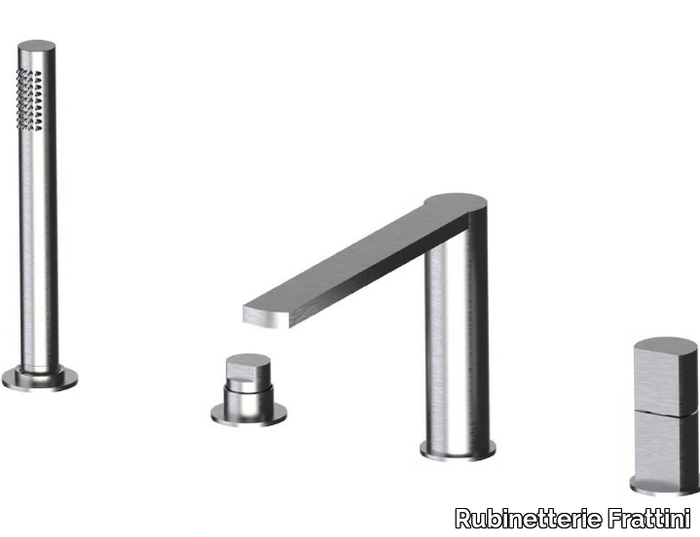 BORGIA 89029B - Deck mounted Recessed stainless steel bathtub tap with diverter _ Rubinetterie Frattini