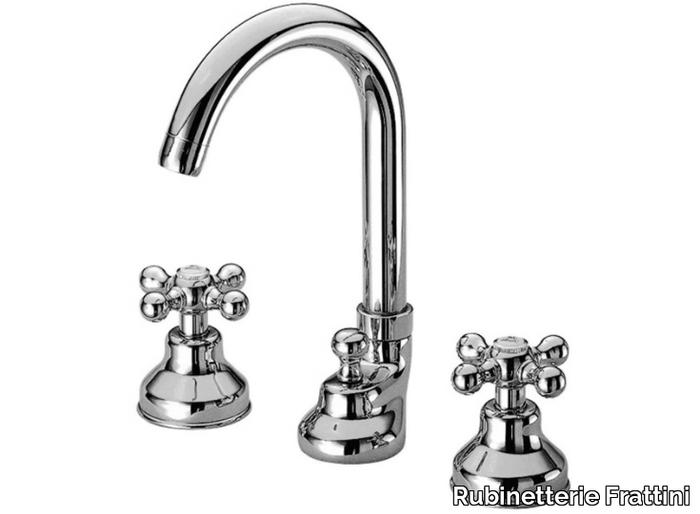 DEDRA 21068 - 3 hole countertop washbasin tap with pop up waste _ Rubinetterie Frattini