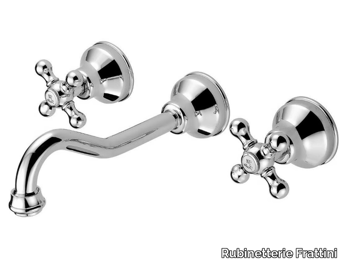 DEDRA 21034A - Wall-mounted washbasin tap with individual rosettes without waste _ Rubinetterie Frattini