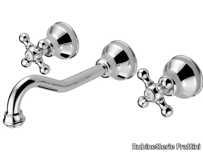 DEDRA 21034 - Wall-mounted washbasin tap with individual rosettes without waste _ Rubinetterie Frattini