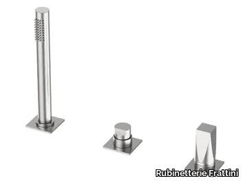 ALINE 49028 - Deck mounted 3 hole stainless steel bathtub tap with hand shower _ Rubinetterie Frattini