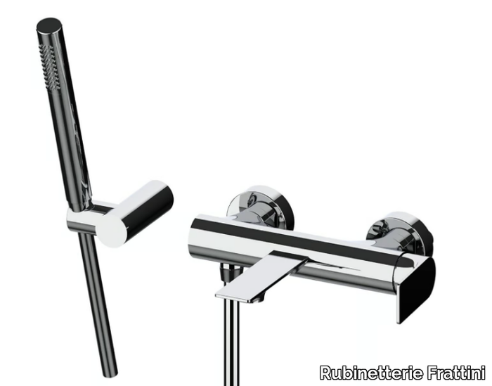 NARCISO 78002 - Wall-mounted bathtub mixer with hand shower _ Rubinetterie Frattini