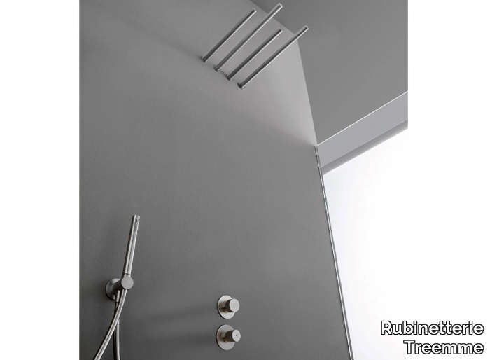 22MM - 3 hole stainless steel shower mixer with overhead shower _ Rubinetterie Treemme