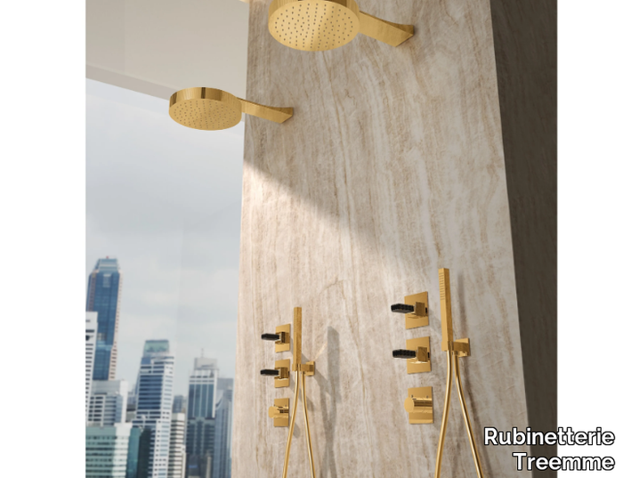 KEA - Brass shower set with hand shower and overhead shower _ Rubinetterie Treemme