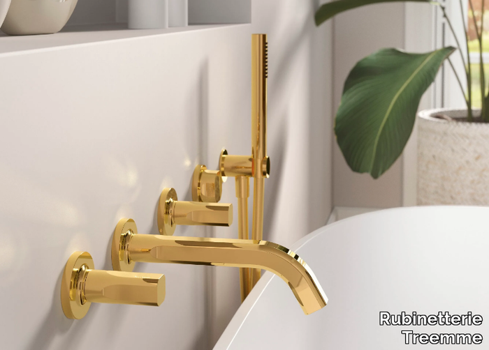 APPIA - 5 hole brass bathtub set with hand shower _ Rubinetterie Treemme