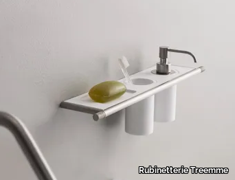 22MM - Shelf with toothbrush holder, dispenser and soap holder _ Rubinetterie Treemme