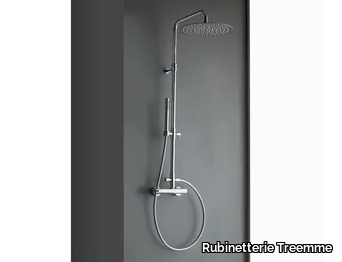 TIME_OUT - Wall-mounted brass shower panel with hand shower _ Rubinetterie Treemme