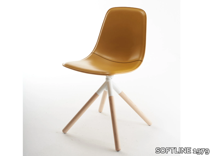 COUPÉ 4T UP - Leather chair with solid ash wood frame _ SOFTLINE 1979