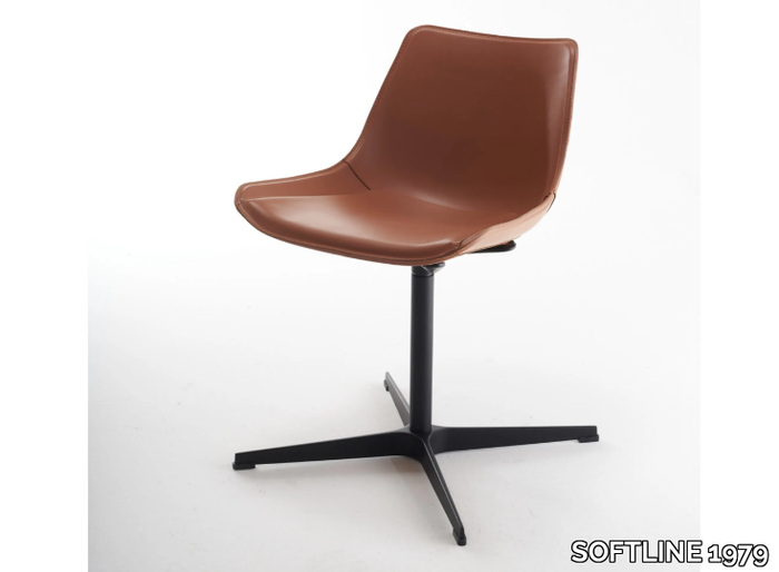 NITA C CR - Swivel with 4-spoke base tanned leather chair _ SOFTLINE 1979