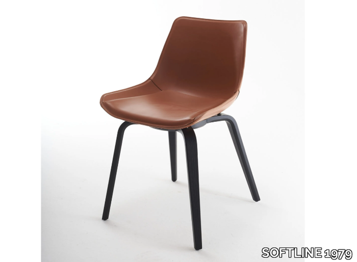 NITA C FP - Tanned leather chair with multi-layer wood legs _ SOFTLINE 1979