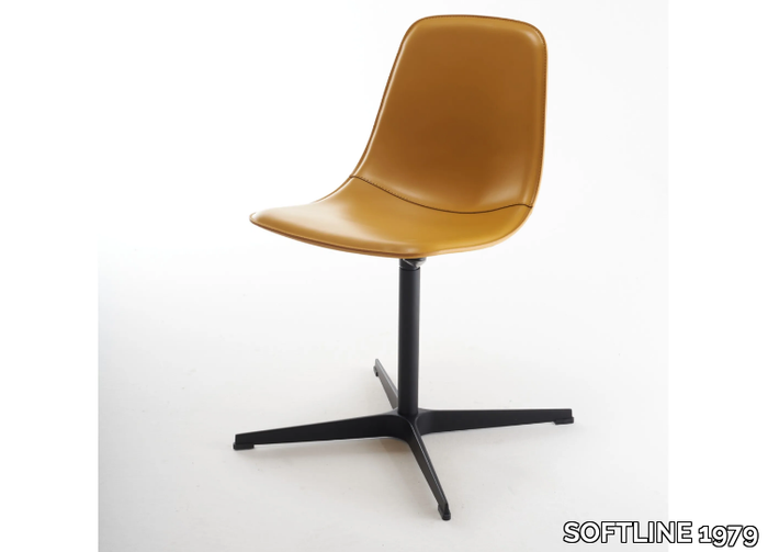 COUPÉ CR UP - Swivel with 4-spoke base tanned leather chair _ SOFTLINE 1979