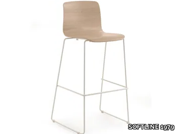 BEBO SG SL 75/65 - Sled base high multi-layer wood stool _ SOFTLINE 1979