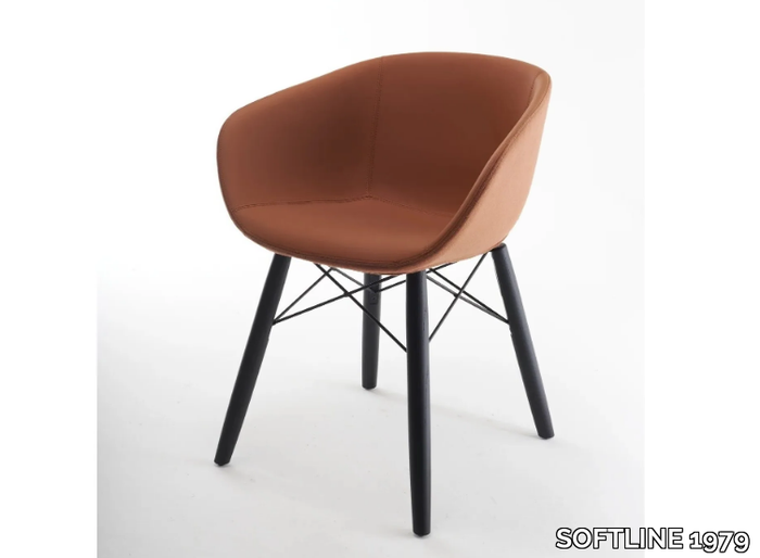 MAYA OMC IRON UP - Contemporary style tanned leather chair with armrests _ SOFTLINE 1979