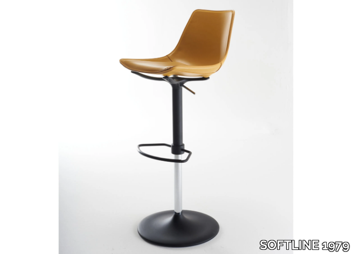 NITA SG SH - Swivel tanned leather stool height-adjustable _ SOFTLINE 1979