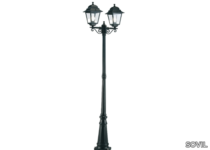 QUADRATA 396 - Lantern die cast aluminium garden lamp post _ SOVIL