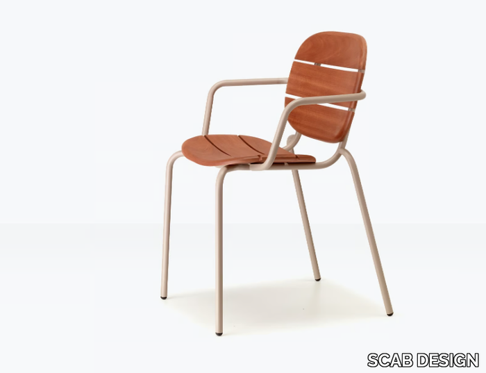 SI-SI WOOD - Steel and wood garden chair with armrests _ SCAB DESIGN